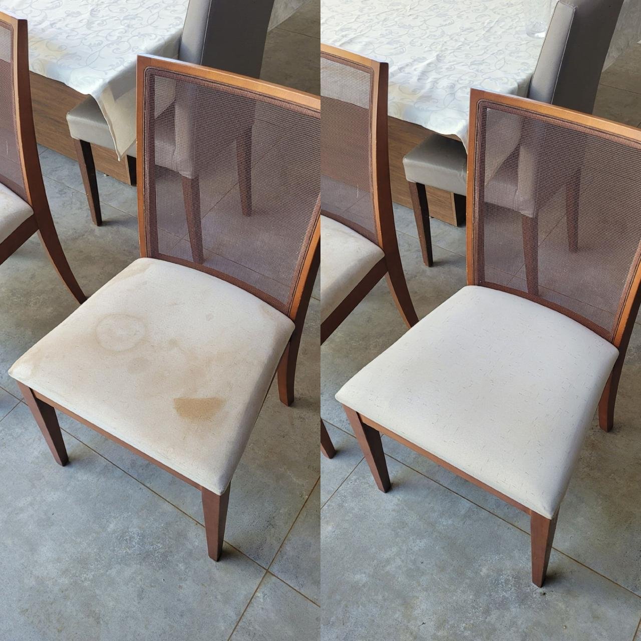 Cadeira estofada - antes e depois